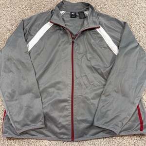 Starter Track Jacket Mens XL Gray Full Zip Athletic Running Lightweight EUC